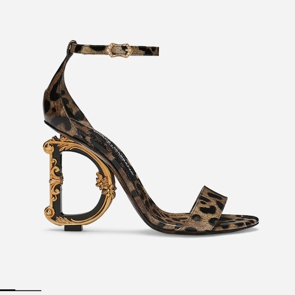 Dolce & Gabbana Shoes - Printed polished calfskin Baroque DG sandals in Animal Print